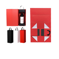 Prêt à Expédier Rouge Petite Taille Chine Nouvel An et Noël pour Champagne Vin Coffrets Cadeaux Double Porte avec Poignée Gaufrage Impression