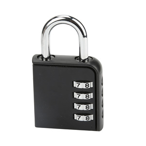 Mechanical Combination Padlock Black Zinc Alloy 4 Digit Password <b>Lock</b> For Gym Locker Door Window Use - Product Image 2