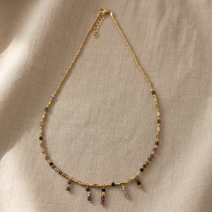 Collar de Cuentas de Hueso Chapadas en Oro Hechas a Mano, Coloridas, Estilo Boho Minimalista, para Mujer, para Fiestas - Product Image 3