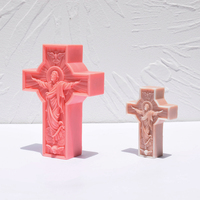 Moule en silicone pour bougies en cire de soja, 3 pièces, statue de Jésus, croix antique européenne, sculpture de buste, qualité alimentaire, réutilisable, antiadhésif, résistant à la chaleur