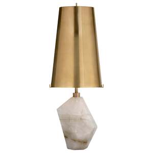 Lampe de table en marbre avec abat-jour en laiton, ampoule LED E27 pour chambre à coucher, bureau, hôtel, décoration - Product Image 1