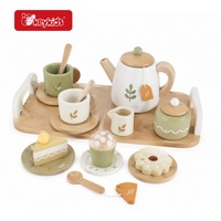 Ensemble de stand de confiserie en bois avec cuillères à glace, tranches de gâteau, beignets, caisse enregistreuse, menu et panneau d'ouverture W10A353