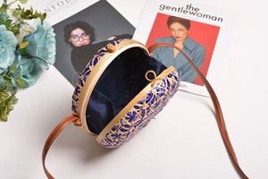 Hollow Round Rattan Bamboo Woven Handbag Long Strap Shoulder Bag <b>Mini</b> Crossbody Bag for Women Lady Girl Shopping Holiday Dress - Product Image 5