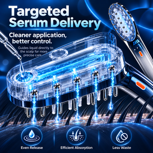 Peine Aplicador de Aceite con Luz Roja de 660 Nm, Masajeador Vibratorio para el Cuero Cabelludo, Cepillo de Masaje para el Cuidado del Cabello, para Nutrición Diaria - Product Image 3