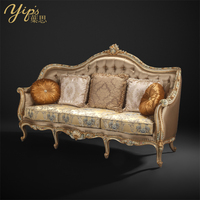 Europäische Art Yips LD-1601-1358 Harz schnitzen handgemalte Rose Muster 3-Sitzer Holz Sofa für Home Wohnzimmer Möbel