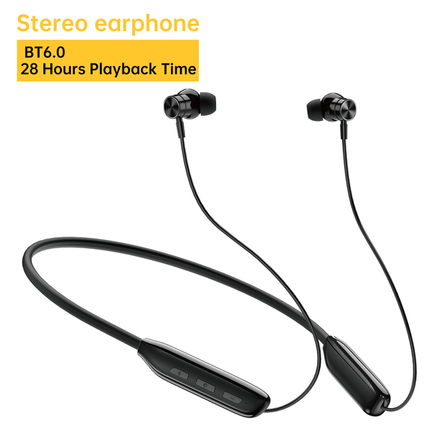 ASPOR A668 BT 6.0 Neckband BT Headphones 28H Long Playtime Magnetic Wireless Sport Earbuds