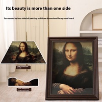Cadre photo en carton ondulé Mona Lisa Peinture à l'huile Chat, Planche à gratter pour chat à motif solide avec effet tridimensionnel créatif
