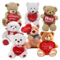 Cadeau de la Saint-Valentin, jouets en peluche super doux, ours en peluche, éléphant, panda avec broderie en forme de cœur, animaux en peluche doux, vente en gros ODM OEM