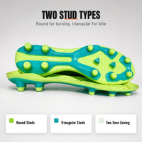 Semelles de chaussures de football personnalisées en TPU bicolore injecté avec crampons mixtes ronds et triangulaires pour chaussures de football pour hommes