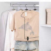 D5098 Vente en gros de cintres pour vêtements, forme de corps, cintre pour vêtements en une seule pièce, cintres en fil métallique avec pince en plastique pour garde-robe, manteau