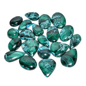 Cabujones de Malaquita y Crisocola Naturales Gemkora, Formas Mixtas, Verde Azul, para Joyería, Piedras Preciosas Sueltas, 100 Quilates, Pulimentadas - Product Image 1