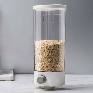 Conteneur de stockage alimentaire hermétique de cuisine en gros, transparent, rond, rotatif, en plastique, pour céréales, riz, en vrac, seau distributeur - Product Image 1