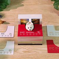 Bloc-notes 3D avec calendrier 2027, figurine de chien, mémo détachable, cube de papeterie, cadeau créatif, décoration de bureau, artisanat en papier