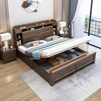 Nouveau lit de rangement moderne en bois d'acajou avec cadre de lit réglable, écologique et durable