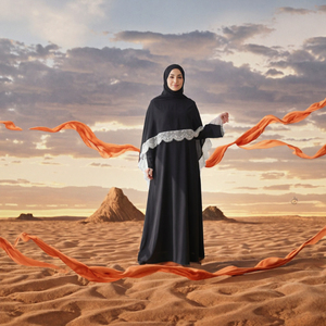 Vêtements Islamiques 2026 : Ensemble Abaya Respirante en Dentelle de Dubaï 2 Pièces Loriya, Robe Longue Modeste et Hijab pour Mariage Automne/Printemps pour Femmes Musulmanes - Product Image 3