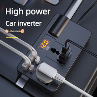Convertisseur de puissance pour voiture 200W, DC 12V-24V vers AC 220V avec affichage numérique pour ordinateur portable, chargeur de téléphone, utilisation automobile