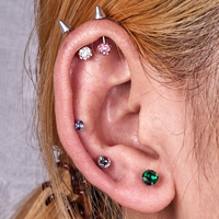 Labret en Titane G23 ASTM F136, motif Nid d'oiseau, serti de Zircon Cubique 5A à 4 griffes, pour piercing Hélix, Conch, Tragus, Lèvre, Bijou de corps