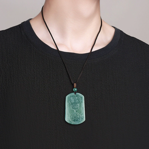 Collar con colgante de jadeíta natural auténtica de grado A, imitación de cara de bestia antigua en color azul agua, pieza de joyería de jade tipo Mojihong - Product Image 5
