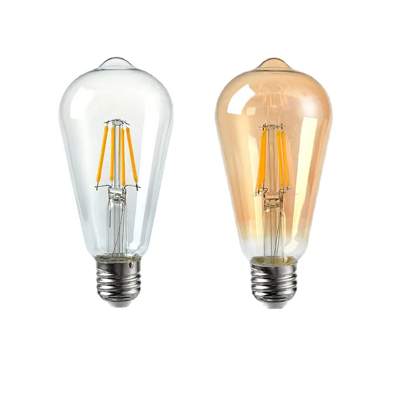 Edison LED filamento E27 tornillo boca cálida luz amarilla retro imitación tungsteno seda ST64 chupete bombilla