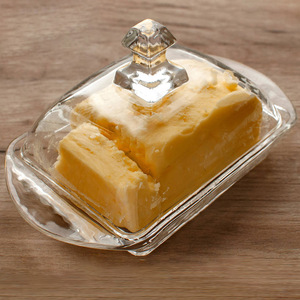 Beurrier en verre vintage avec couvercle et poignée <span class=keywords><strong>papillon</strong></span> en relief pour le stockage alimentaire en cuisine - Product Image 4