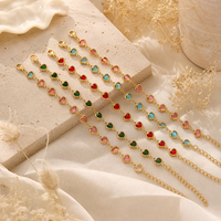 Bracelet en acier inoxydable 316L avec pierre en verre en forme de cœur, options de couleur, maillons dorés, pour femme