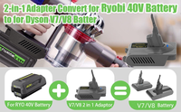 Adaptateur de batterie à faible MOQ pour batterie lithium Ryobi 40V, compatible avec les outils d'aspirateur Dyson séries V7/V8