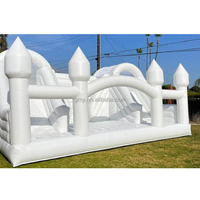 Maison de rebond rose pastel en PVC de qualité commerciale piscine de château plein d'entrain à double toboggan
