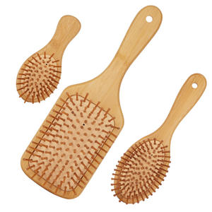 Spazzola per Paddle rettangolare in bambù naturale spazzola per massaggio ecologica spazzola districante per capelli grande - Product Image 6