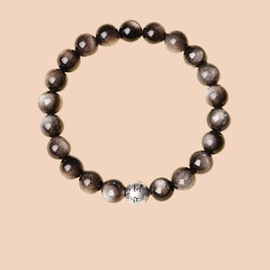 Perle di Cristallo Naturale Fatte a Mano in Oro e Argento Sterling con Motto a Sei Caratteri, Pietra Nera Scintillante, Benefici per Dipendenti - Product Image 3