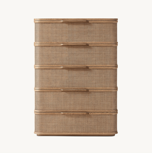 Sassanid OEM Belleza Natural Diseño icónico Dormitorio de lujo Colección Triste Cane Tocador estrecho de 5 cajones - Product Image 2