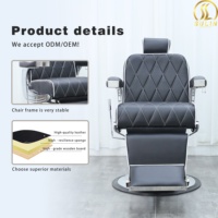 Chaise de barbier de salon haut de gamme en acier inoxydable, design traditionnel, durable, écologique, ergonomique, en similicuir, réglable en hauteur