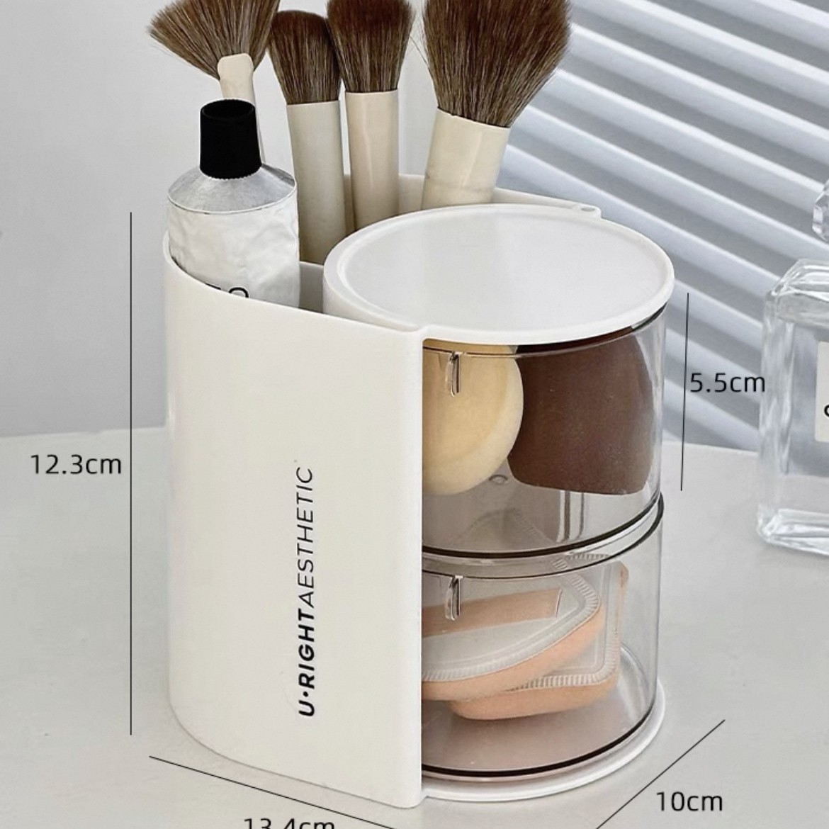 Powder puff storage box - two layers [pure white]