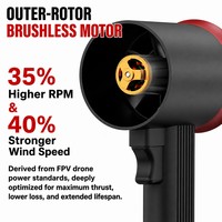 Souffleur à conduit sans fil portatif 21V, ventilateur à jet haute puissance 1500W, vitesse du vent 53m/s, poussée 2200g, moteur électrique sans balais, variation de vitesse continue