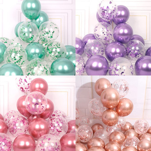 Nouveauté Fournitures pour Fêtes d'Anniversaire et de Mariage, Kit de 16 Ballons en Latex Métalliques Brillants de 12 Pouces avec Confettis, Ensemble de Ballons en Latex à Confettis - Product Image 2