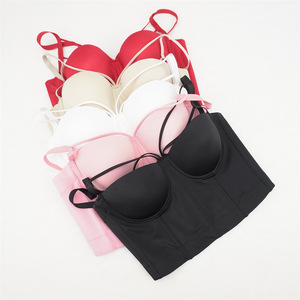 Reggiseno modellante a triangolo da donna con anello in acciaio, <span class=keywords><strong>push</strong></span>-<span class=keywords><strong>up</strong></span>, bustier a taglio a U con spalline incrociate, corsetto - Product Image 2