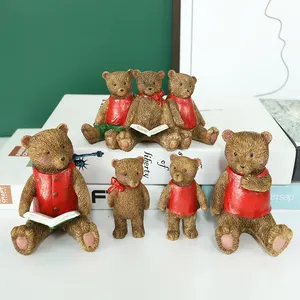 Wholesale Wedding Gifts Resin Arts Crafts Cute small Teddy Bear statue For Valentine's Day desk decoration accessories