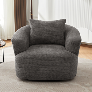 Fauteuil pivotant à 360°, design moderne, revêtement imperméable et écologique, avec coussin décoratif pour salon - Product Image 4