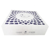Laqué blanc mat finition laser coupe couvercle luxe date arabe boîte-cadeau pour le ramadan