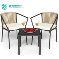 Meubles de salle à manger d'extérieur nordiques simples chaise de salle à manger à cadre en aluminium ensemble de chaises de salle à manger en corde tissée élégante pour la maison Villa cour