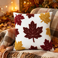 Housse de coussin carrée brodée style nordique, motif feuille d'érable, pour canapé de salon, décorative, récolte d'automne, gland