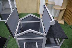 Chilochilo บ้านแมวป่ากลางแจ้งที่พักพิงไม้คิตตี้พร้อมประตูหนีระเบียงขนาดใหญ่กันน้ํา - Product Image 5