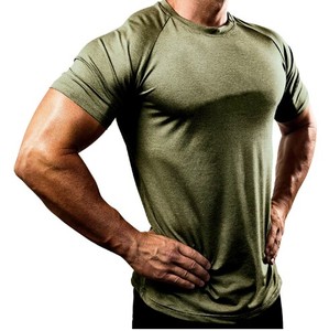 เสื้อยืดฟิตเนสสำหรับผู้ชายเสื้อยืดสำหรับใส่วิ่งแห้งเร็วทำจากโพลีเอสเตอร์สีพื้น - Product Image 2