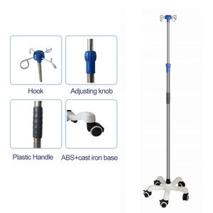 Penjualan laris besi tahan karat dapat diatur tinggi rumah sakit infus berdiri menetes tiang infusi dengan roda <span class=keywords><strong>IV</strong></span> tiang portabel - Product Image 2