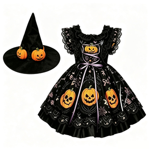 Costume de sorcière pour oie de porche d'Halloween avec imprimé citrouille, vêtements de cosplay pour statue de 23 pouces, décoration de fête de jardin, tenues pour oie de porche - Product Image 3