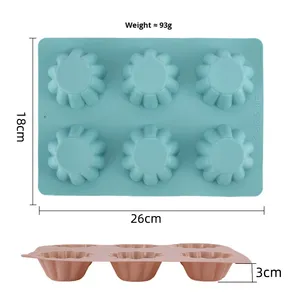 6-Cavity Floral Silicone Muffin <b>Mold</b> Heat Resistant Non-Stick Non-Toxic Sustainable Baking Cups Cakes Puddings Mousse Tools <b>Hand</b> - Product Image 4