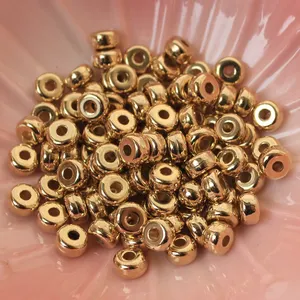 Plastic 6*3mm Gold Plated Disc Rondelle Spacer 6mm Loose Beads Diy Necklace Bracelet Necklace Making Jewelry