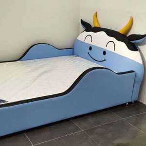 Linda cama de vaca de dibujos animados para niños con diseño de cuerno, Media barandilla, tapicería de algodón, cama de tamaño completo para niños y niñas - Product Image 3