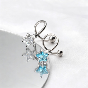 Pendientes de Joyería Fina Antideslustre, Tipo Stud, Diseño de Estrella Espiral, Inspirado en Diseñadores, <span class=keywords><strong>Piercing</strong></span> para Labio y <span class=keywords><strong>Frenillo</strong></span> Lingual - Product Image 1