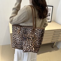 Nueva llegada bolso de mano de gran capacidad con estampado de leopardo de moda con monedero de bolsillo conjunto de 2 uds