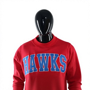 Sweat-shirt rouge à col rond pour femme avec imprimé lettres Blue Hawks, coupe classique, en coton tricoté, pour l'automne - Product Image 4